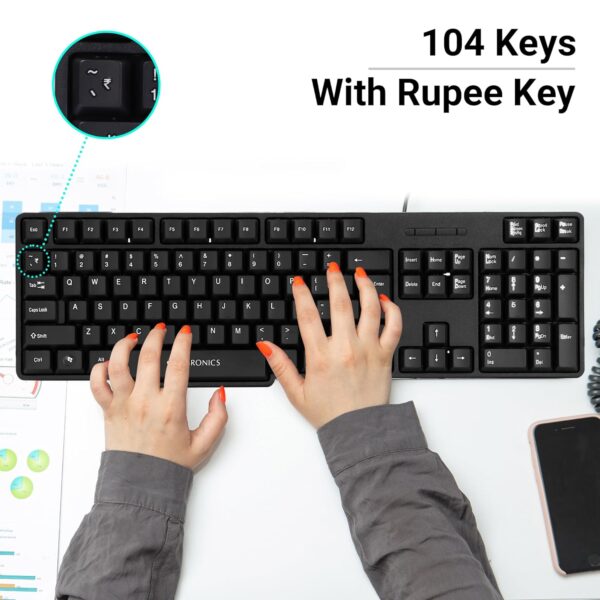 Zebronics Wired Keyboard and Mouse Combo with 104 Keys and a USB Mouse with 1200 DPI - Image 2
