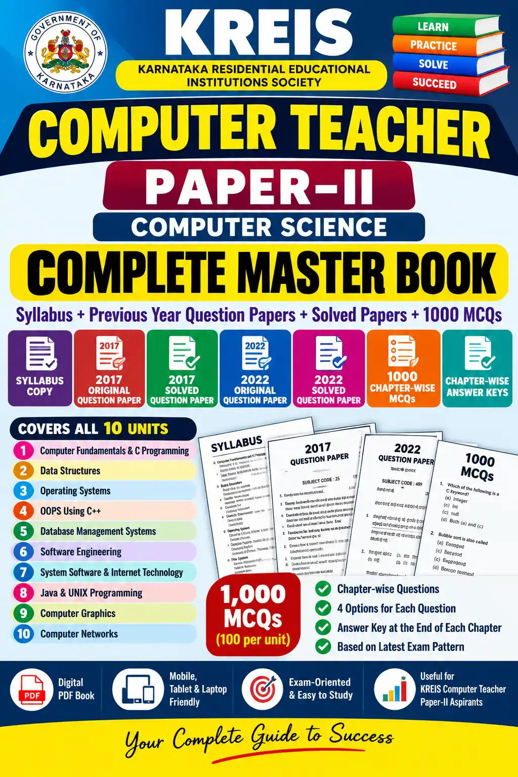 KREIS Computer Teacher Paper-II Complete Master Book – 1000 MCQs + Solved Papers